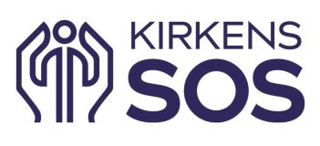 Logo Kirkens SOS. To hender holder et menneske