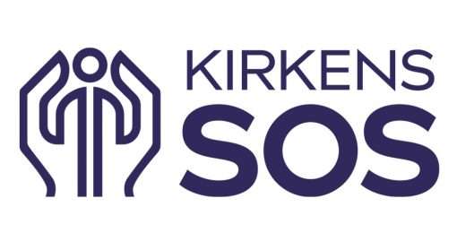 Logo Kirkens SOS. To hender holder et menneske