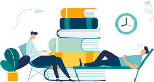 En fagperson prater med en mann om det å ha blitt utsatt for vold og overgrep.